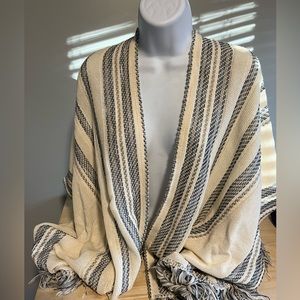 Lucky Brand fringe poncho sweater